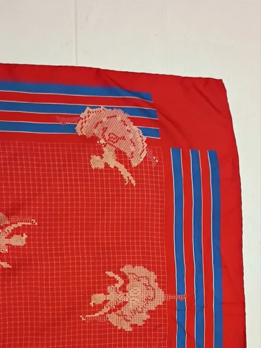 ❤️VTG LIBERTY OF LONDON ALL SILK Ballet Theme Red White Blue Scarf